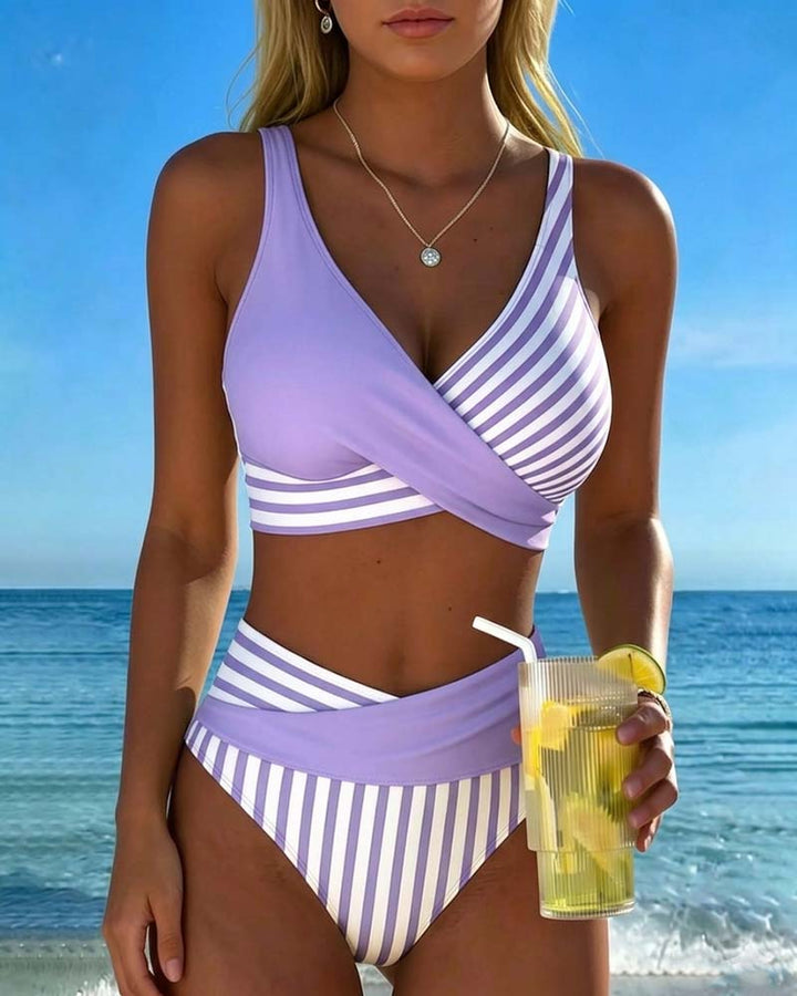 EVA™ | Stampa a Righe Bikini Incrociato