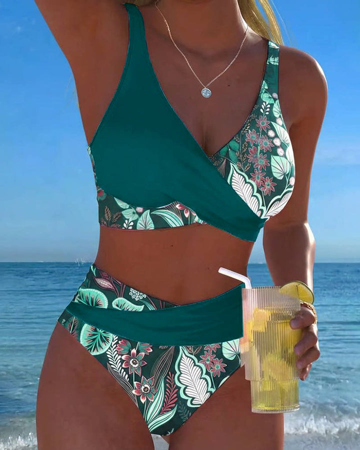 Bikini Colore di Contrasto Moda Fiore