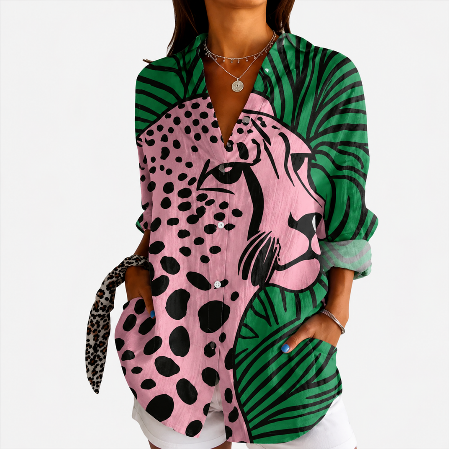 Blusa Artistica Leopardo Tropicale