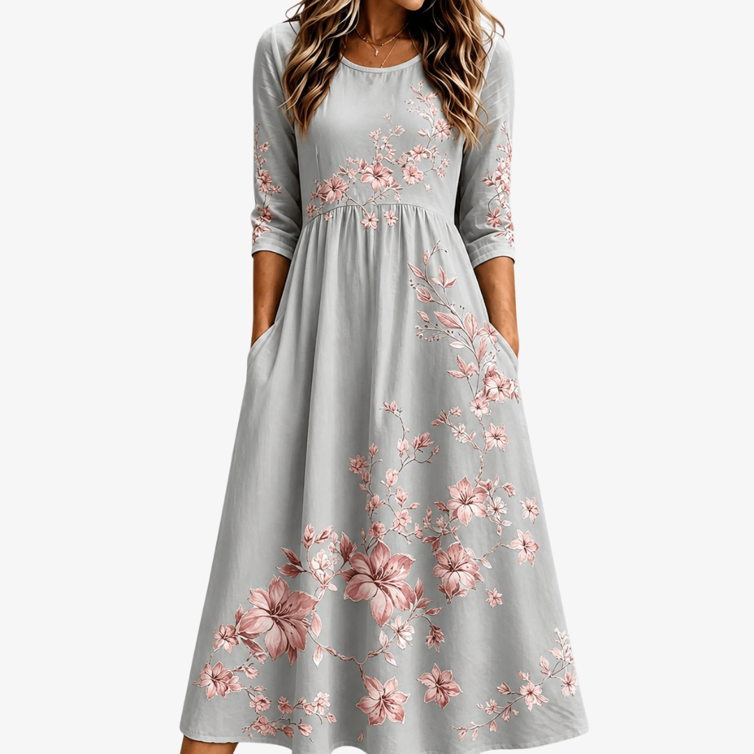 Abito Midi Silver Blossom Retreat
