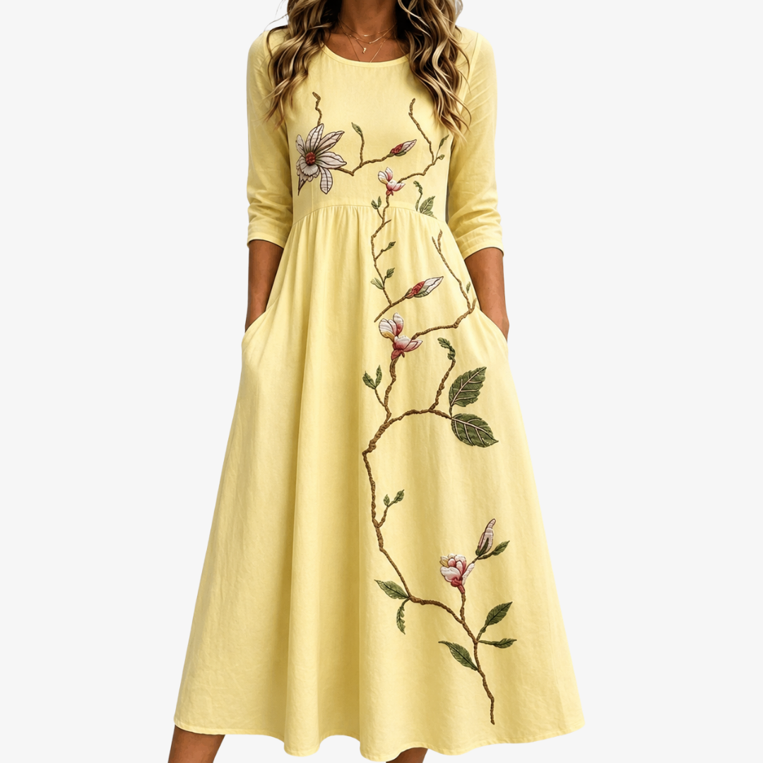 Abito Midi Pocket Golden Blossom