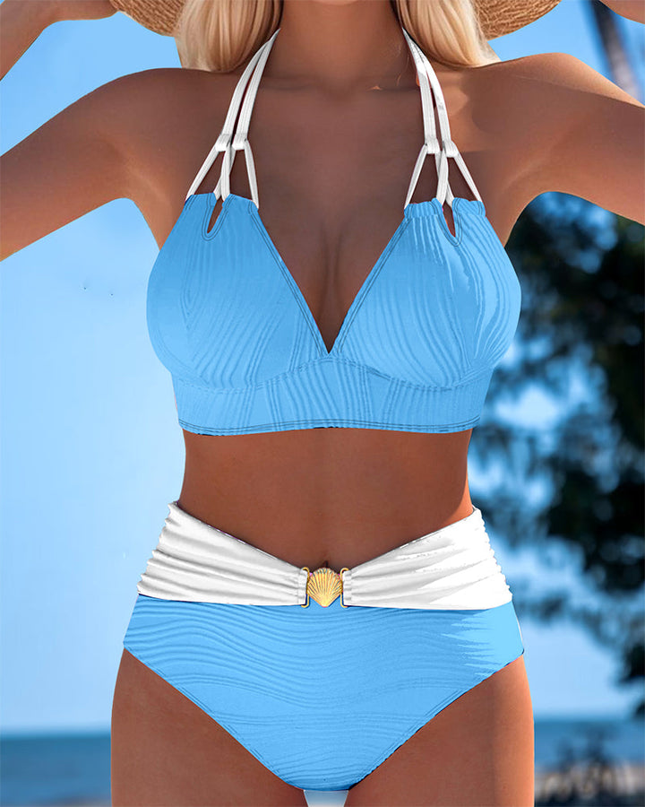 LOLA™ | Costume da bagno a vita alta con spalline doppie e dettagli a contrasto
