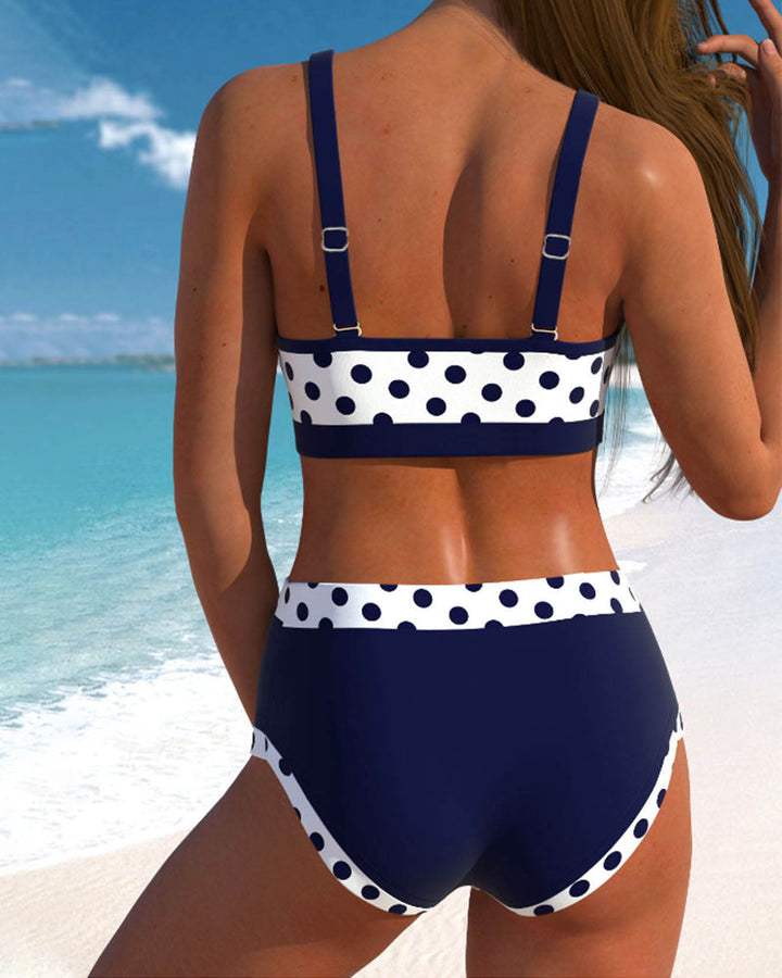 Natalia™ | Bikini a vita alta con righe e design patchwork elegante