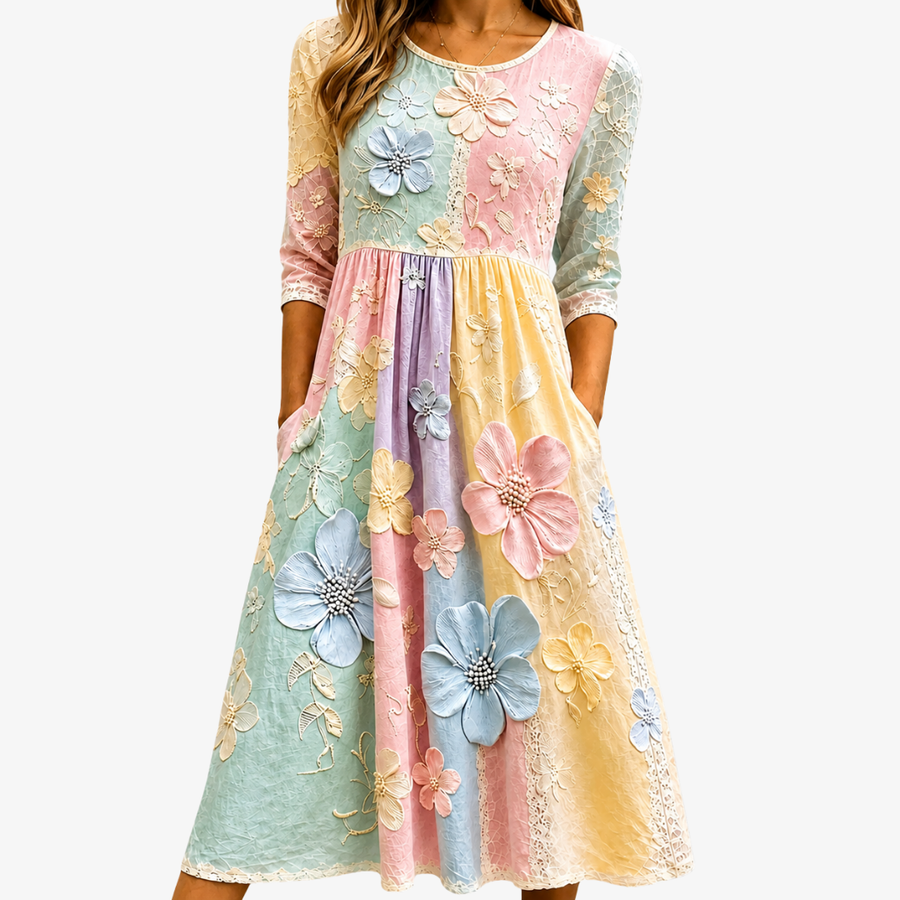 Abito Midi Pocket Giardino Pastel Bloom