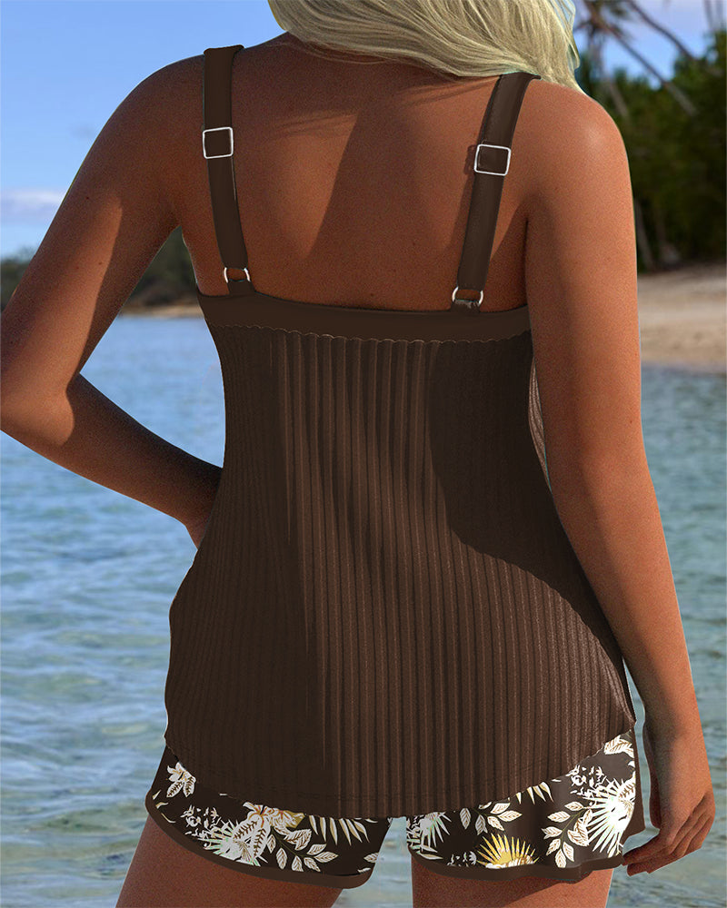 ALBA™ | Due Pezzi Corto Tankini a Righe per la Spiaggia