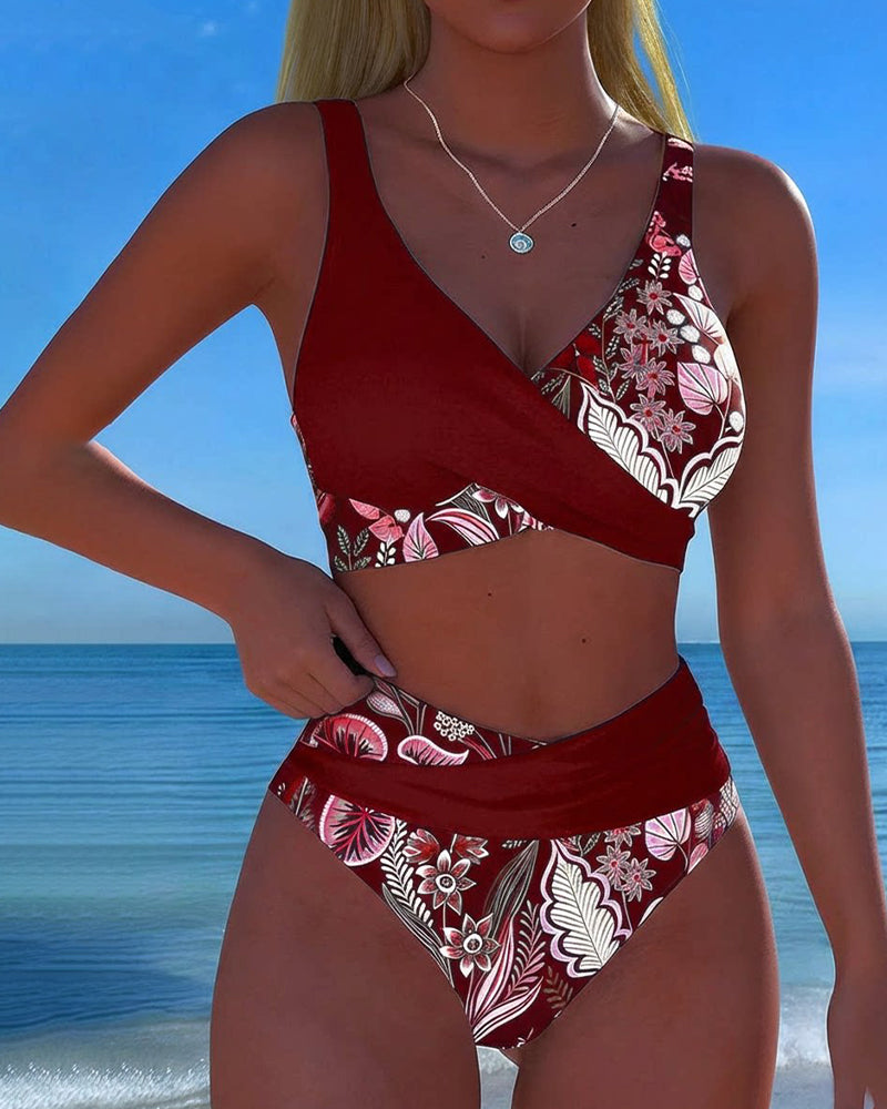 Bikini Colore di Contrasto Moda Fiore