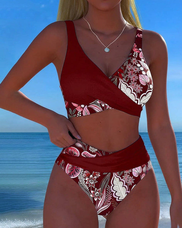 Bikini Colore di Contrasto Moda Fiore