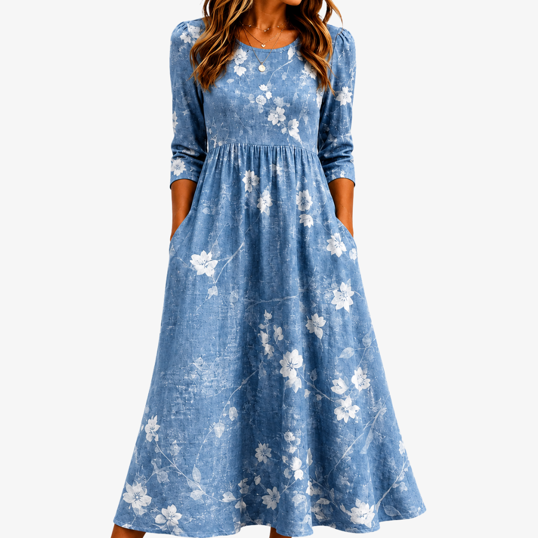 Abito Midi Pocket Floreale Bluebell Breeze
