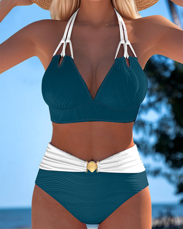 LOLA™ | Costume da bagno a vita alta con spalline doppie e dettagli a contrasto