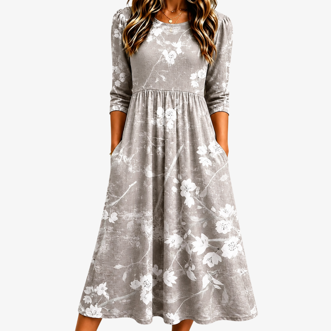 Abito Midi Pocket Silver Blossom Grace