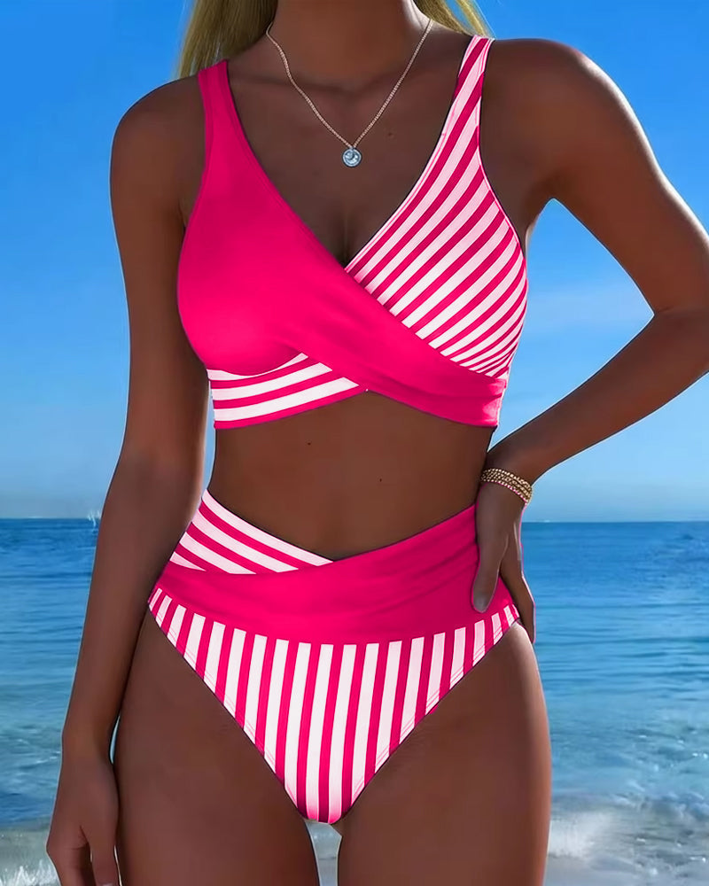 Bikini Strisce Incrociate Stampato