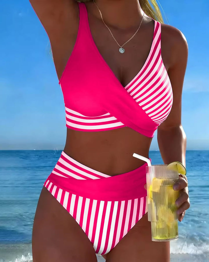 EVA™ | Stampa a Righe Bikini Incrociato