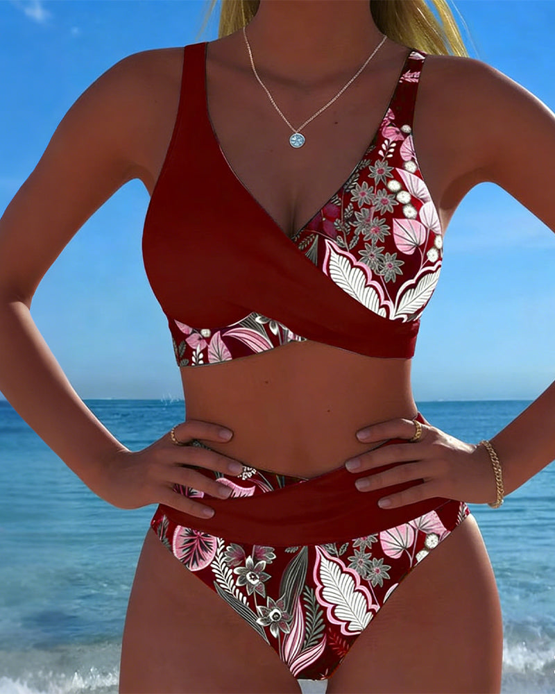 Bikini Colore di Contrasto Moda Fiore