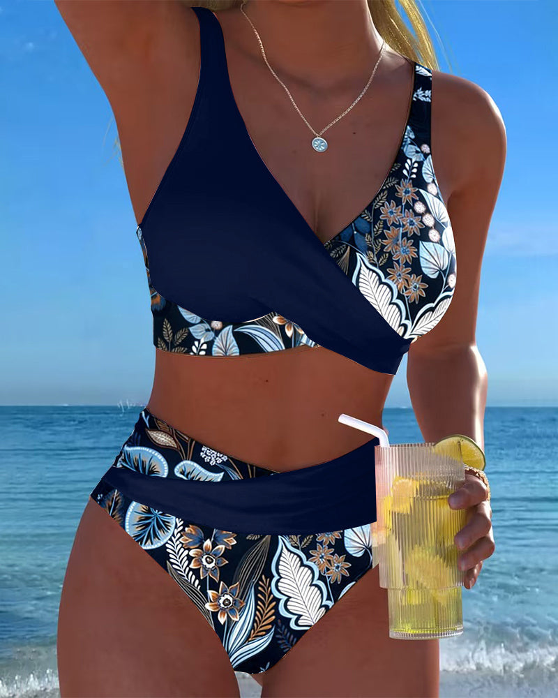 Bikini Colore di Contrasto Moda Fiore