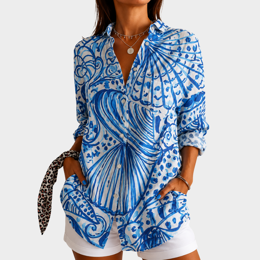 Camicia con Stampa di Conchiglie al Mare