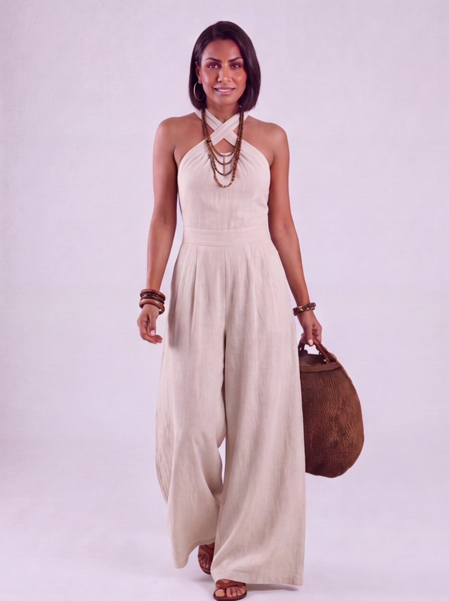 Isabella | Fluida Tuta Lunga con Scollo Halter
