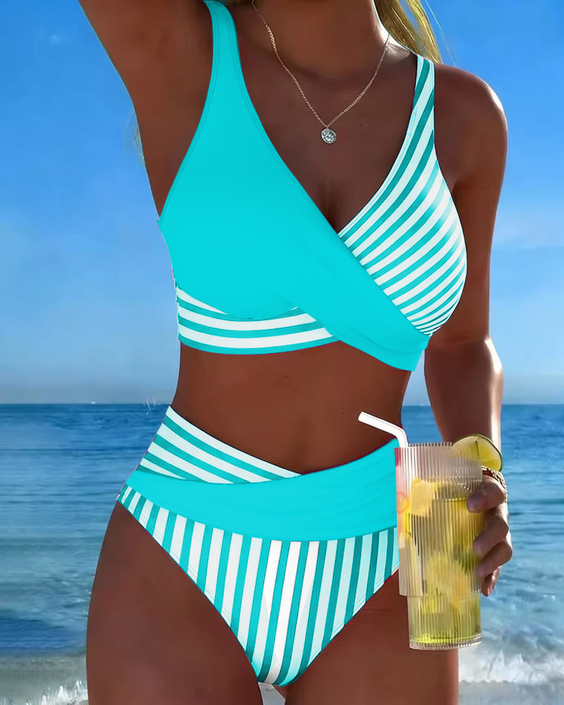 Bikini Strisce Incrociate Stampato