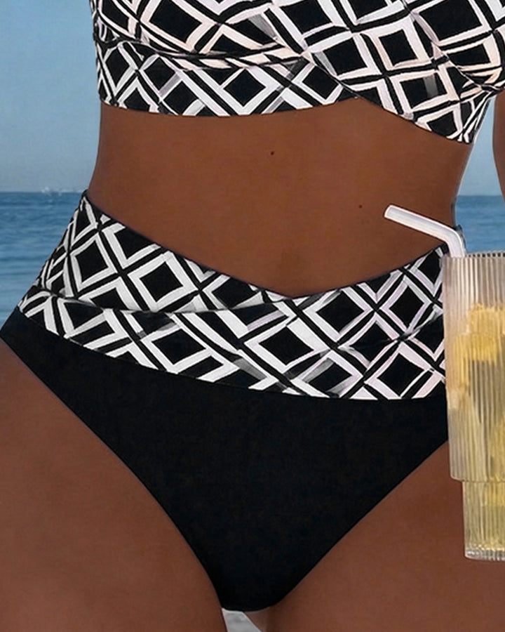 Bikini a Due Pezzi Con Taglio Bh E Motivo A Diamante