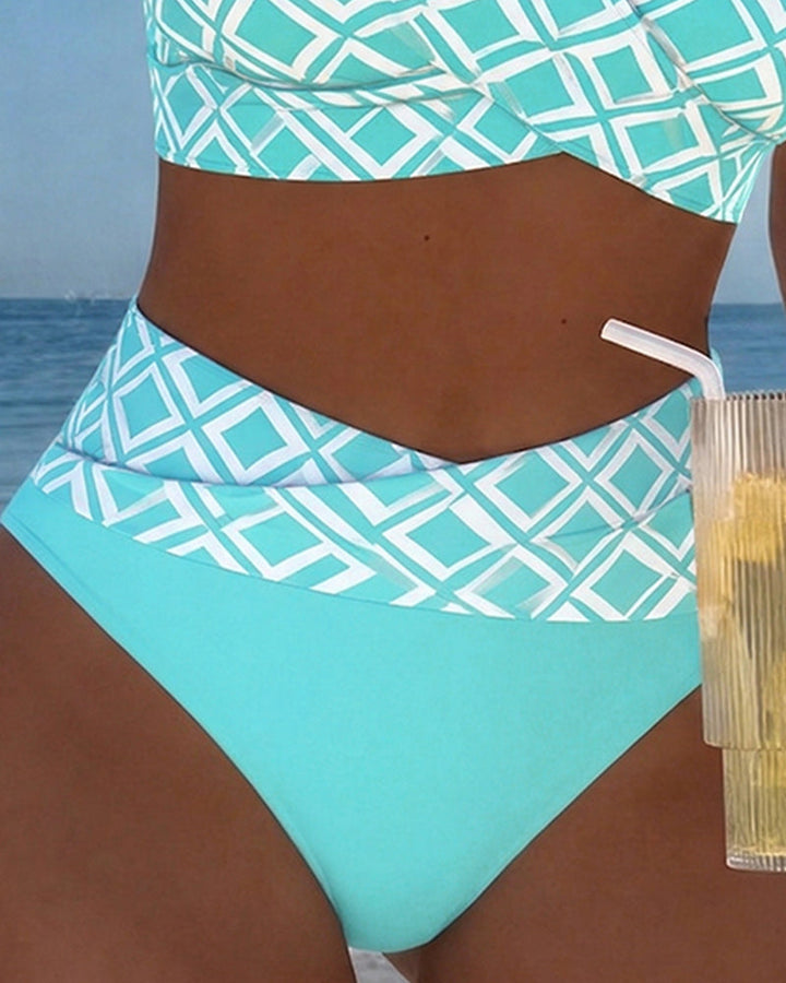 Bikini a Due Pezzi Con Taglio Bh E Motivo A Diamante