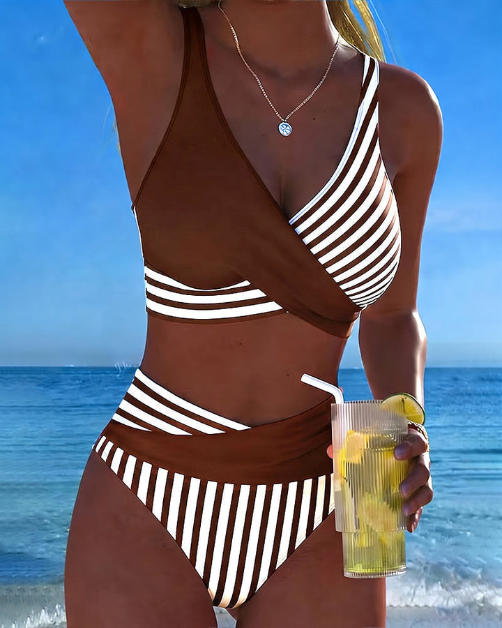 EVA™ | Stampa a Righe Bikini Incrociato