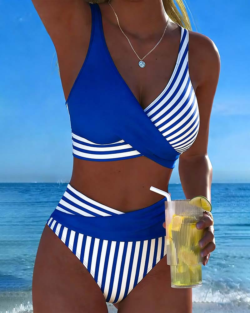 Bikini Strisce Incrociate Stampato