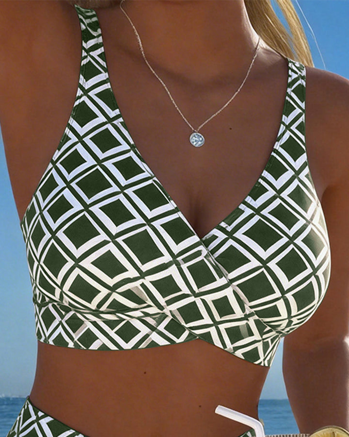 Bikini a Due Pezzi Con Taglio Bh E Motivo A Diamante