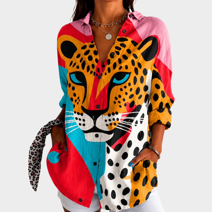 Blusa con Volto di Leopardo Audace