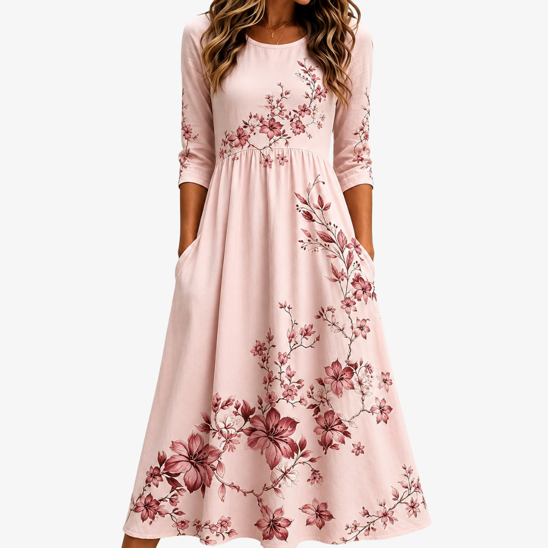Abito Midi con Tasche Rose Garden Charm