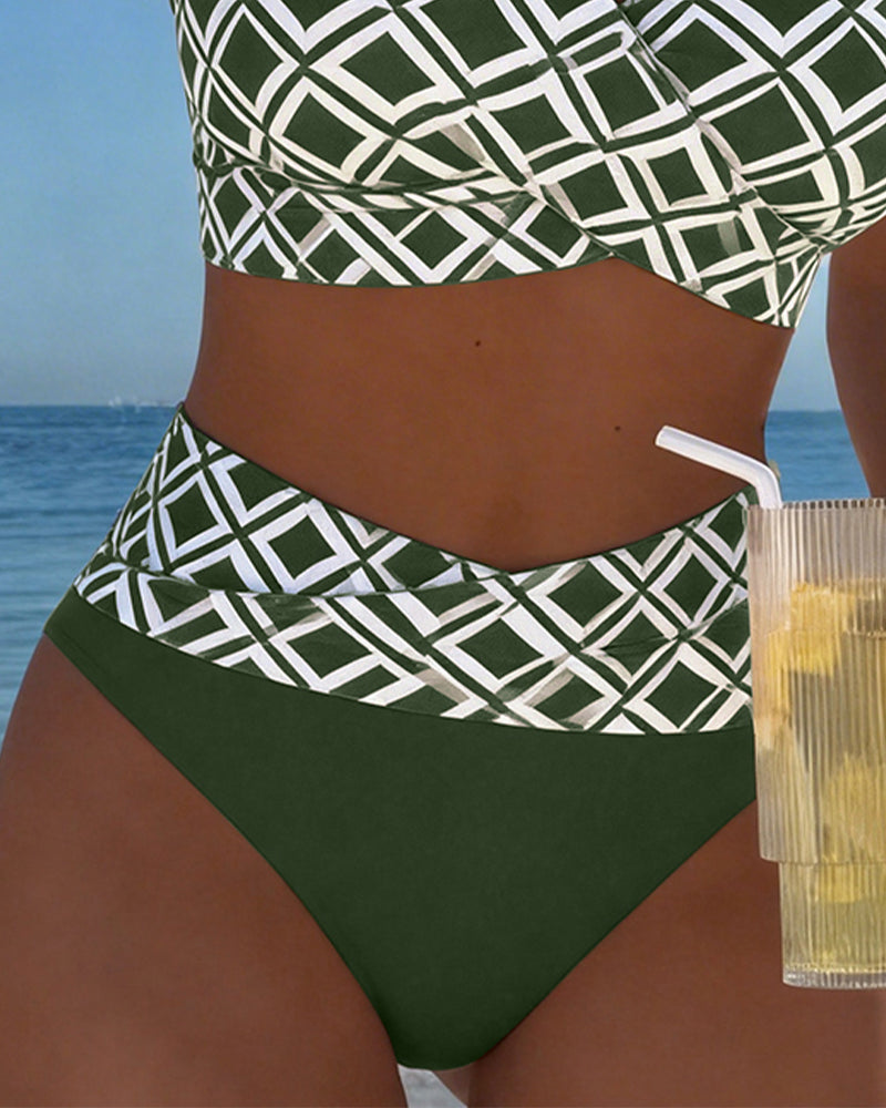 Bikini a Due Pezzi Con Taglio Bh E Motivo A Diamante