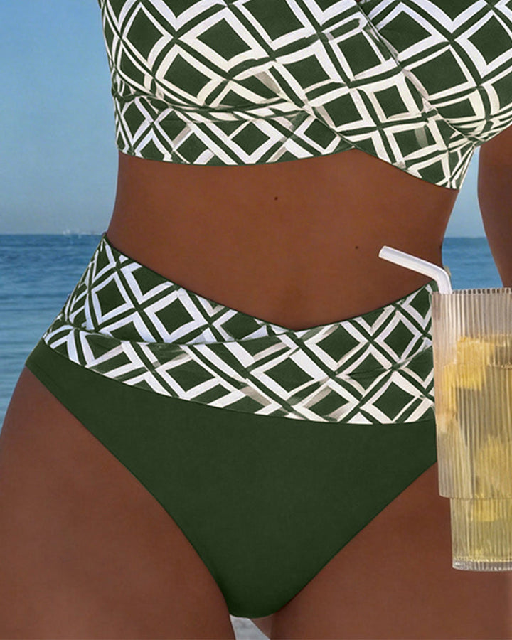 Bikini a Due Pezzi Con Taglio Bh E Motivo A Diamante