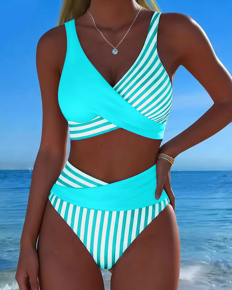 EVA™ | Stampa a Righe Bikini Incrociato