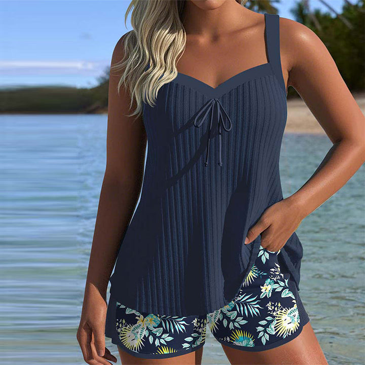 ALBA™ | Due Pezzi Corto Tankini a Righe per la Spiaggia