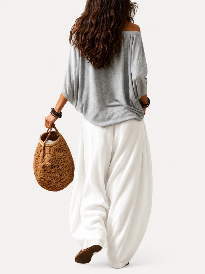 Luna - Completo con spalle scoperte e pantaloni fluidi