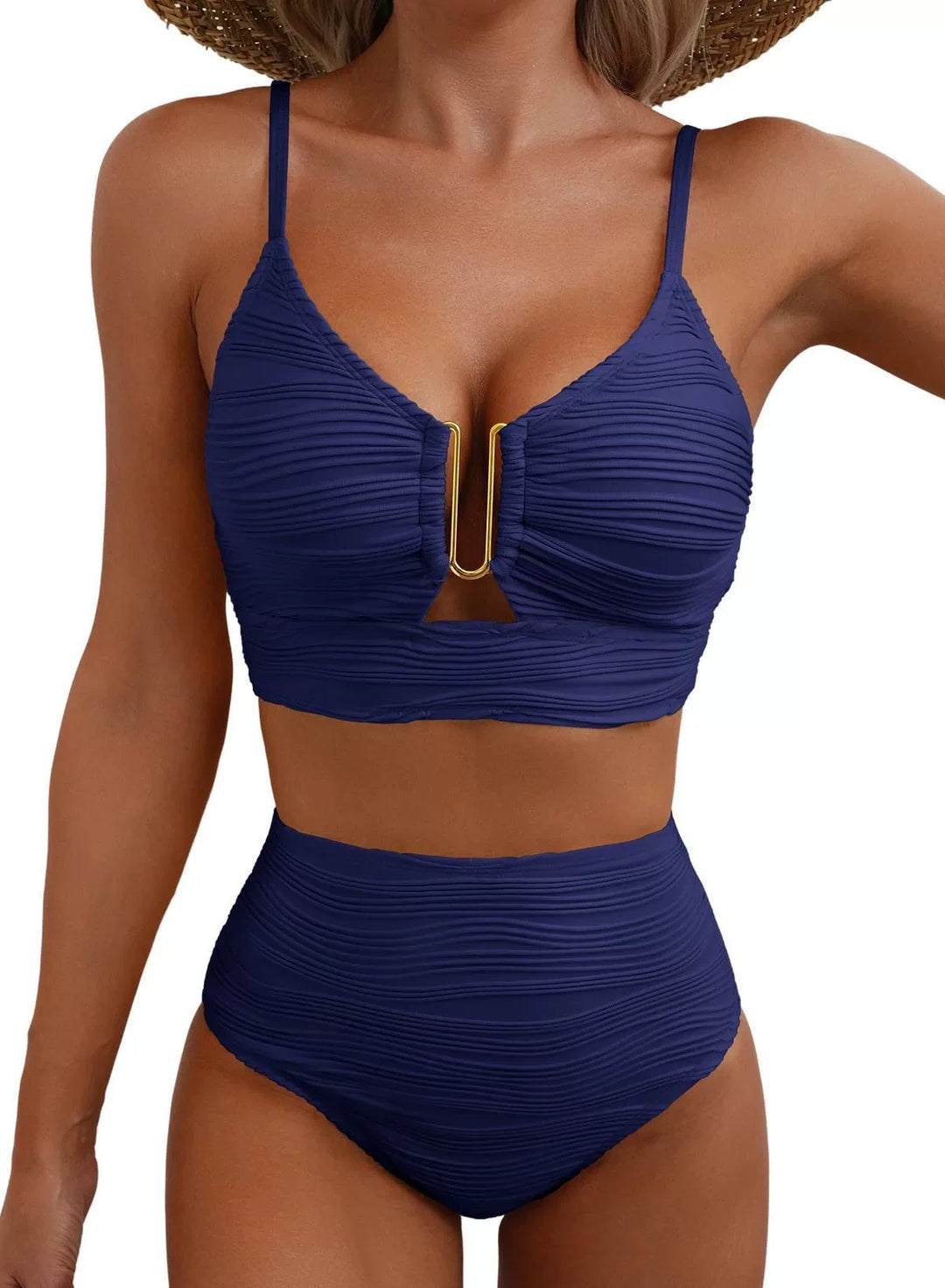 SIRENA | Set di Bikini a Vita Alta con U-Link Dorato