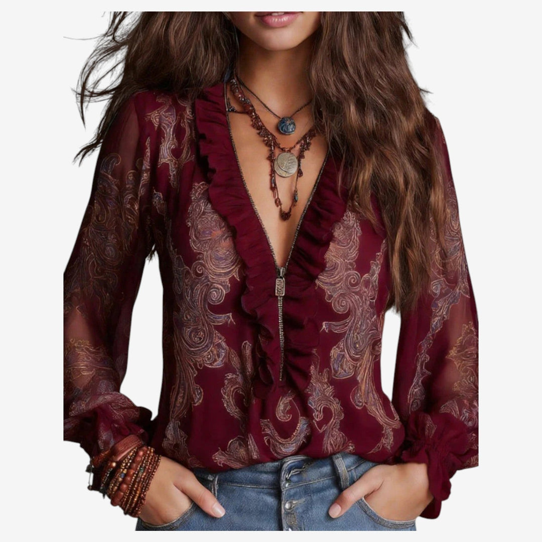 Selena™ Blusa in chiffon con volant