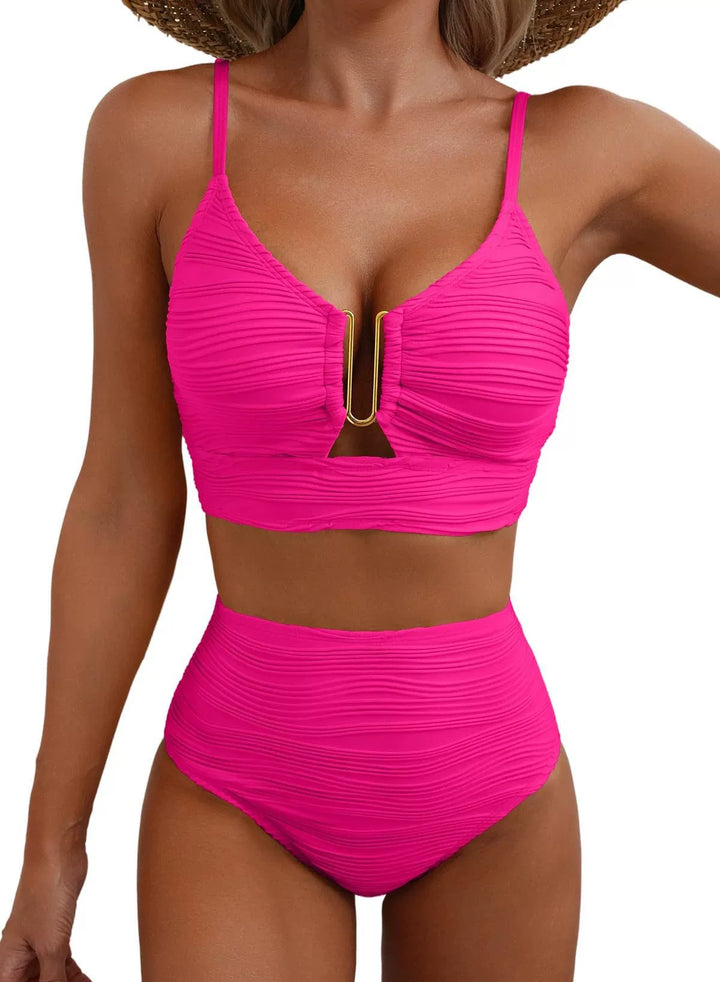 SIRENA | Set di Bikini a Vita Alta con U-Link Dorato