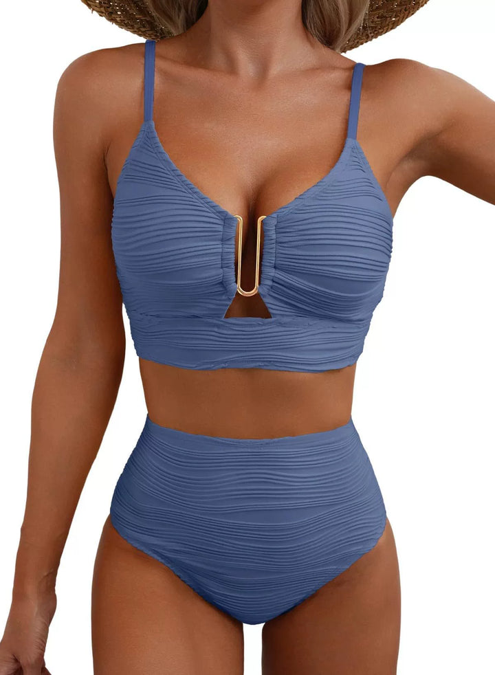SIRENA | Set di Bikini a Vita Alta con U-Link Dorato