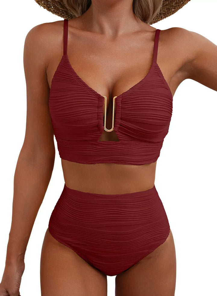 SIRENA | Set di Bikini a Vita Alta con U-Link Dorato