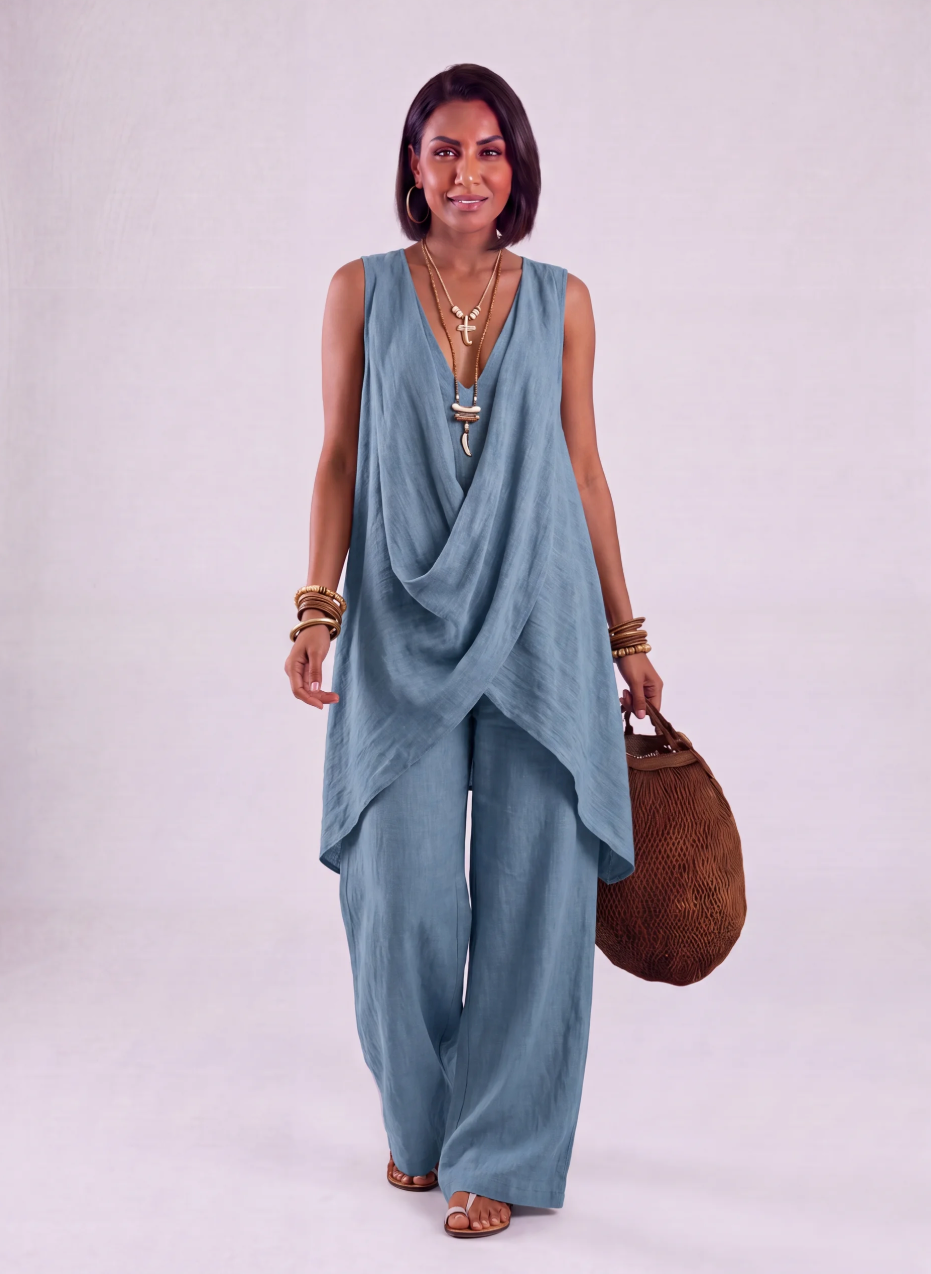 Ginevra | Set Drappeggiato con Pantaloni Larghi