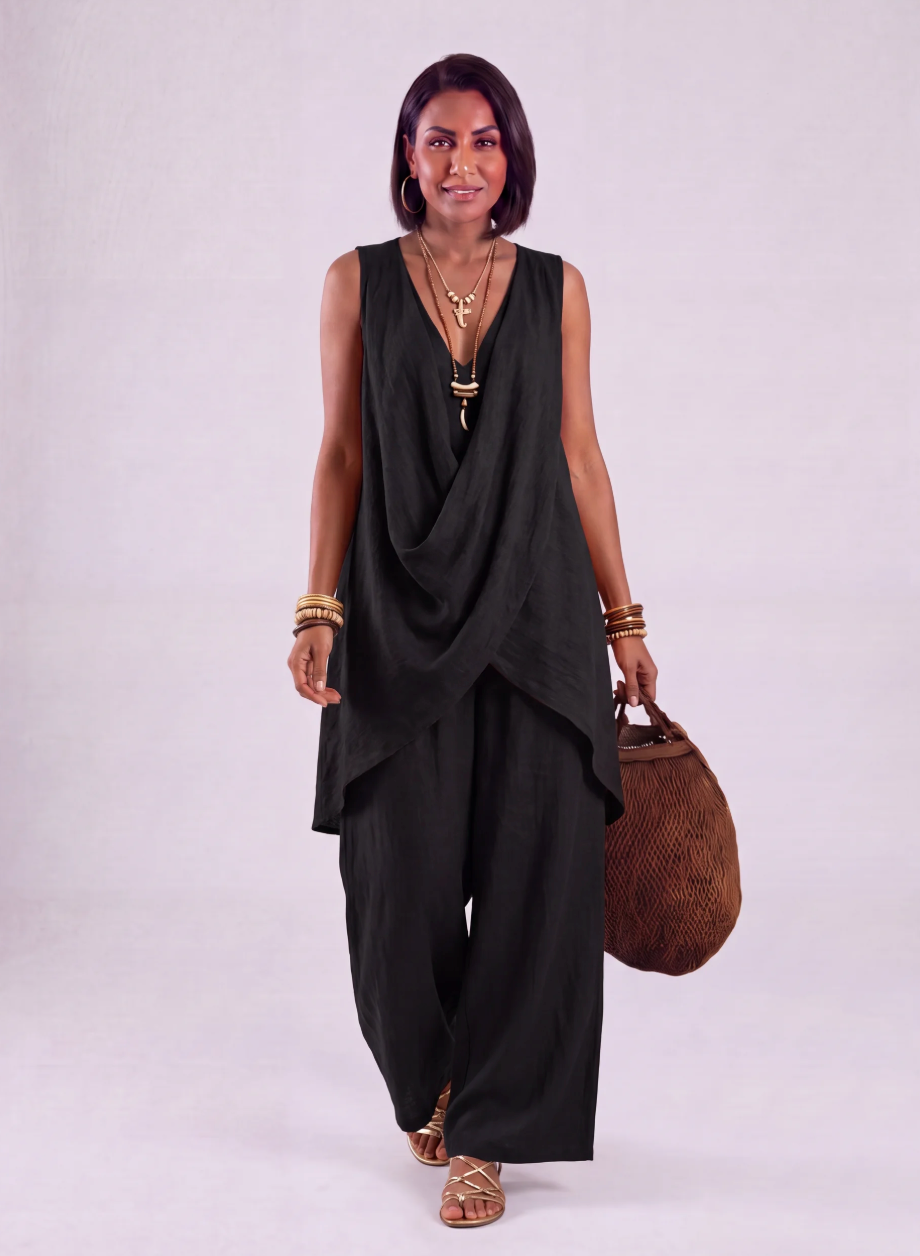 Ginevra | Set Drappeggiato con Pantaloni Larghi