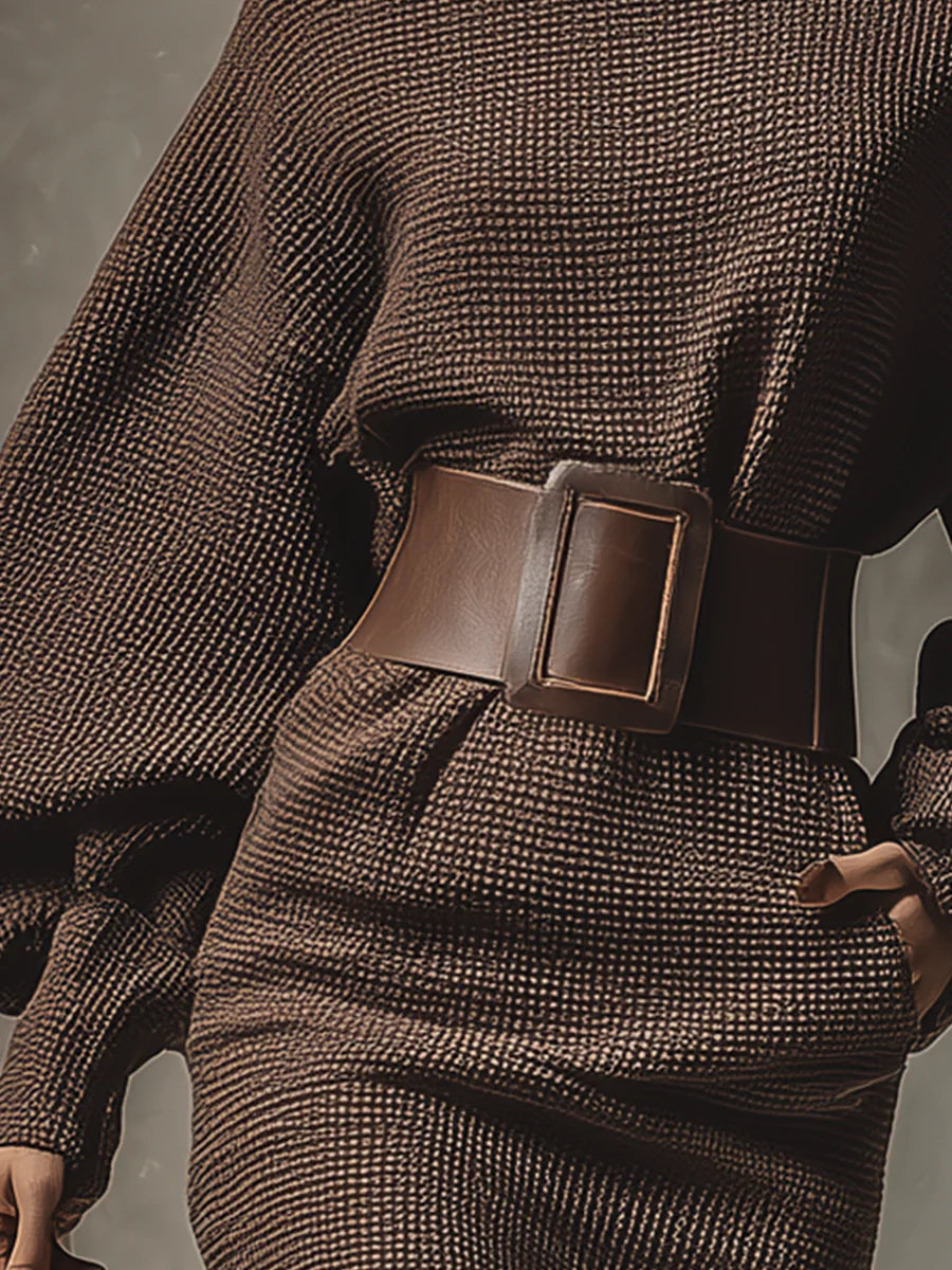 Lunori™ Cléa | Abito Corto in Maglia con Cintura