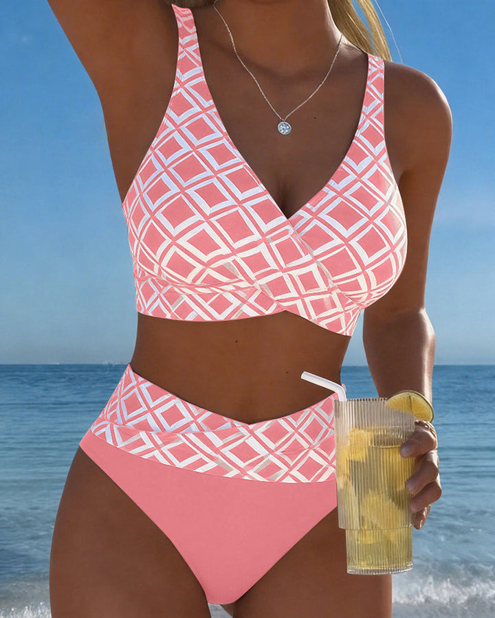 Bikini a Due Pezzi Con Taglio Bh E Motivo A Diamante