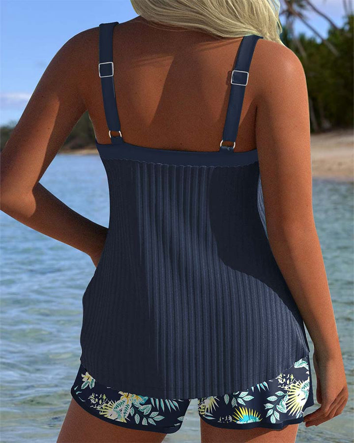 ALBA™ | Due Pezzi Corto Tankini a Righe per la Spiaggia