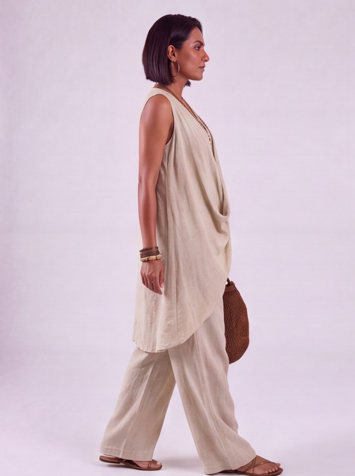 Ginevra | Set Drappeggiato con Pantaloni Larghi