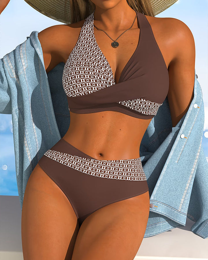 GEMMA™ | Colorful Striped Halter Bikini