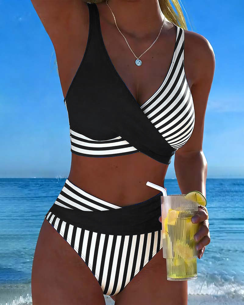 EVA™ | Stampa a Righe Bikini Incrociato