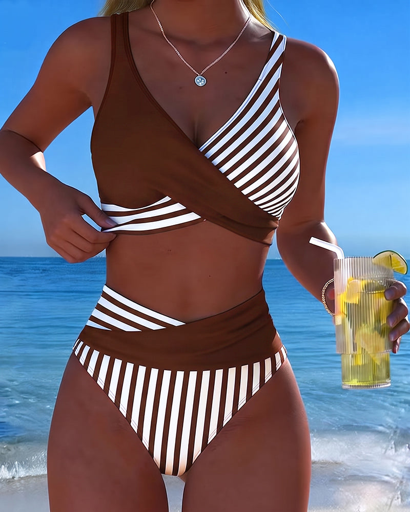 Bikini Strisce Incrociate Stampato
