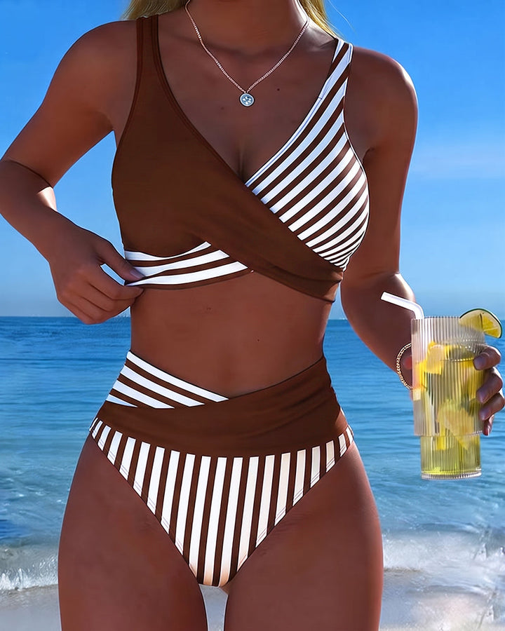Bikini Strisce Incrociate Stampato