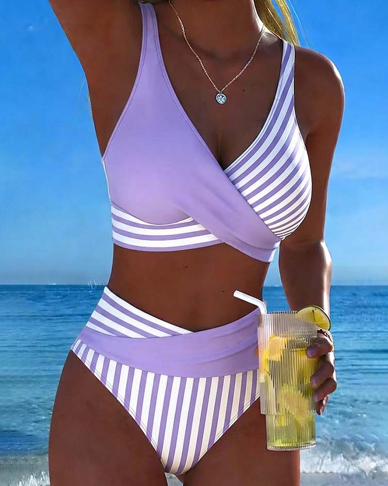 EVA™ | Stampa a Righe Bikini Incrociato