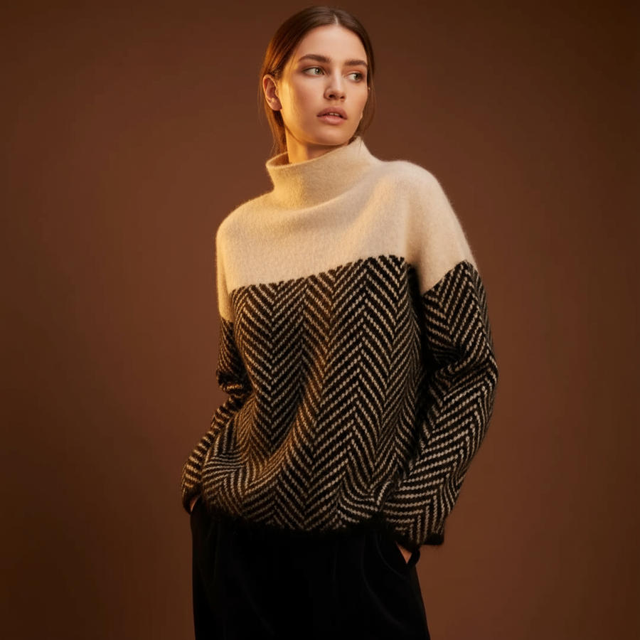 ADELIE | Maglione a collo alto di alta qualità in maglia pregiata